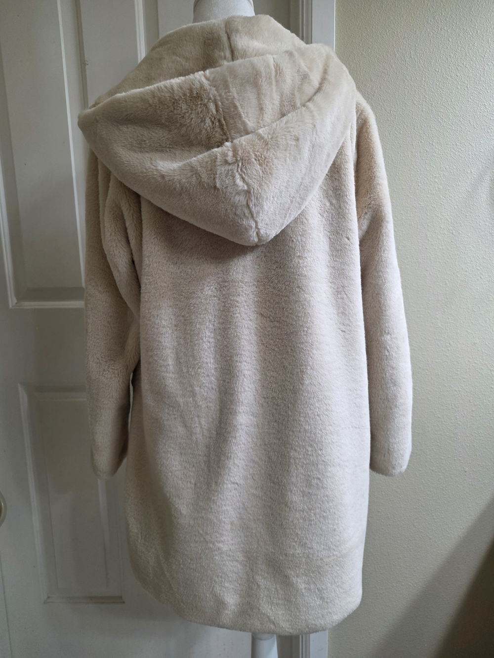 Cozy Plush Hooded Coat in Cream